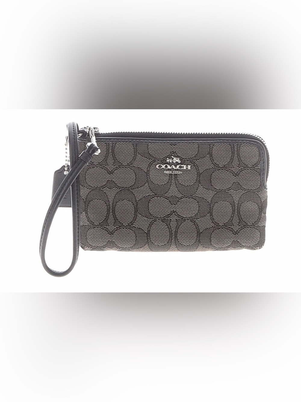 Coach Black Signature Jacquard Wristlet
